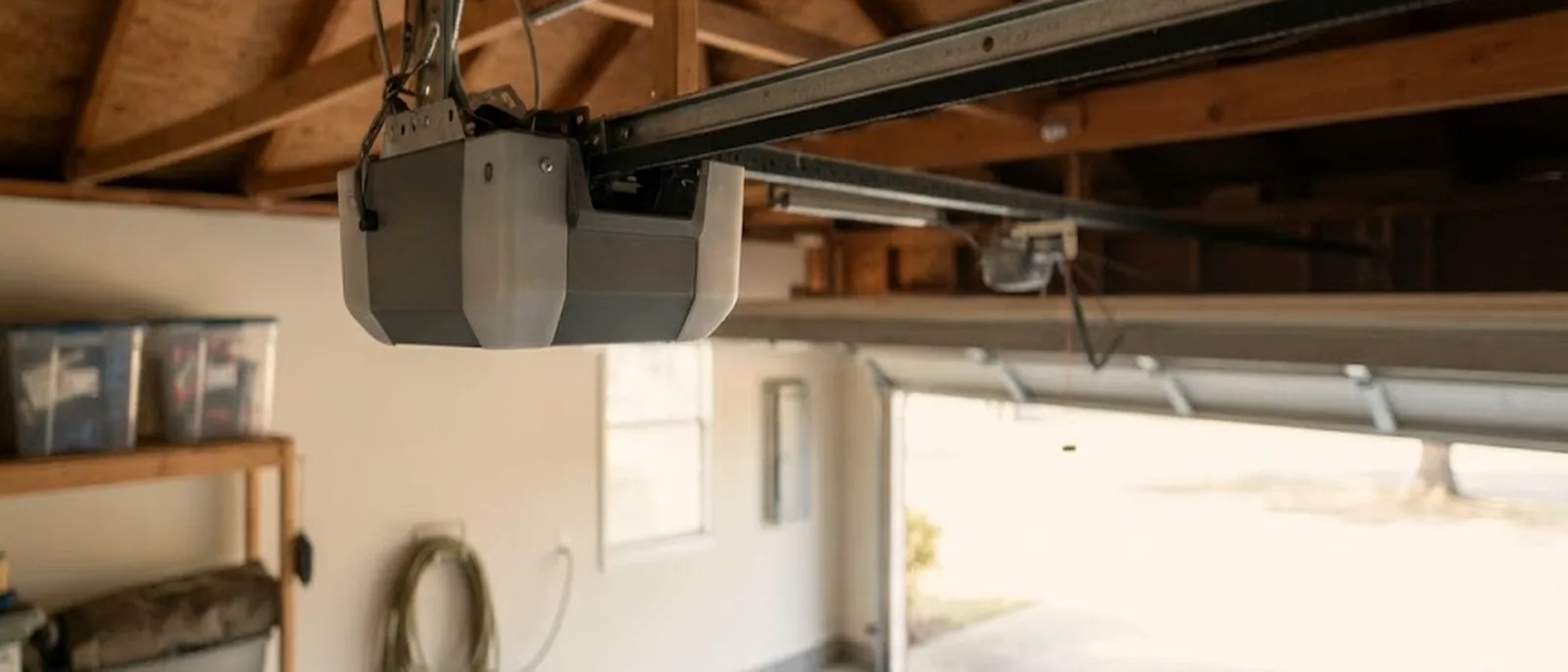 Garage door opener unit in a Brownsville garage